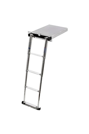 OSCULATI Telescopic Folding Ladder Eccentric, 3 Steps with Built-in Box, Made in Italy