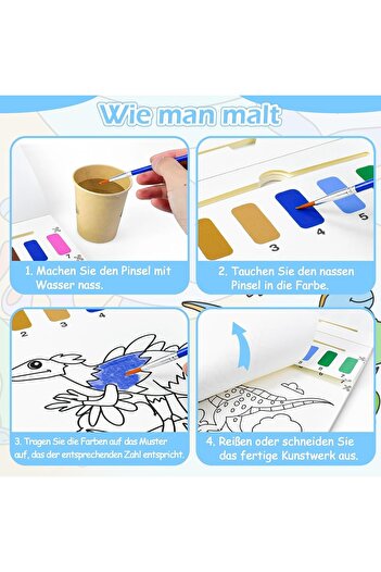 OEM Water-based coloring book, 26 pages, watercolors and 3 brushes-DINOS