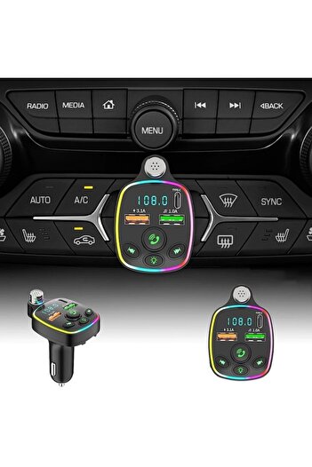 FOXMAG24 Car FM Modulator, Charger Type-C/USB 3.1A, microSD, Handsfree Mic, Bluetooth, LED, Voltage Display