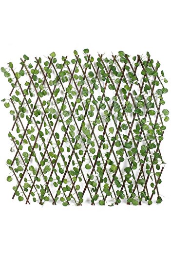 Generic Simulation Telescopic Outdoor Garden Fence Wall Guardrail Decorative Leaves Blocking Plant G