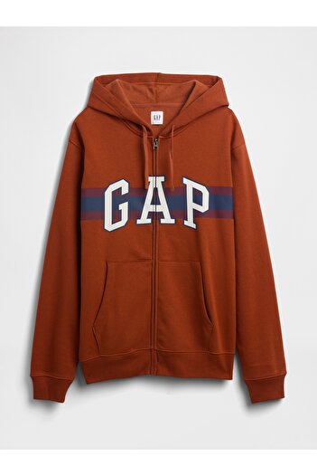 GAP Erkek Kırmızı Relaxed Logo Fermuarlı Sweatshirt
