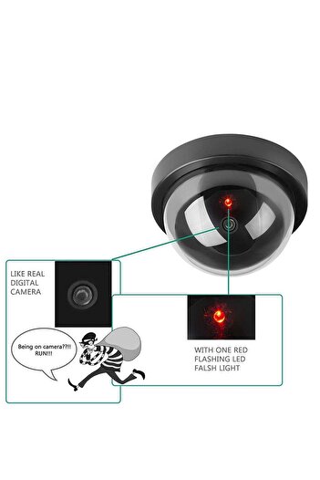 Generic Fake Security Camera Powered By Two AA Batteries With Flashing Red Light