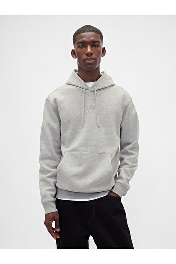 GAP Erkek Gri Relaxed Mini-Logo Sweatshirt