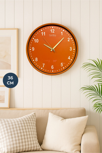 HOMİNG Nordic Style Retro Orange Wall Clock 36 cm