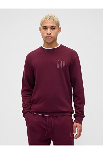 GAP Erkek Bordo Logo Fleece Sweatshirt