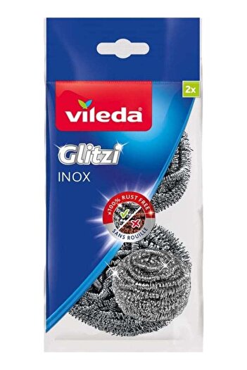 Vileda Glitzy 2 Piece Inox Stainless Steel Screwdriver, Anti-Scald Cleaning