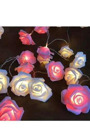 Arma A set of 8 lamps designed with a chain of roses, with a soft texture, multicolored