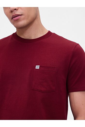 GAP Erkek Kırmızı Organik Pamuk Cepli T-Shirt