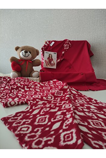 Mihra Milan Kumaş Önü Düğmeli Kısa Kollu Pijama Takımı S/M-L-XL-XXL