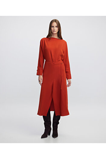 İpekyol Minimal Metal Buckle Flared Skirt
