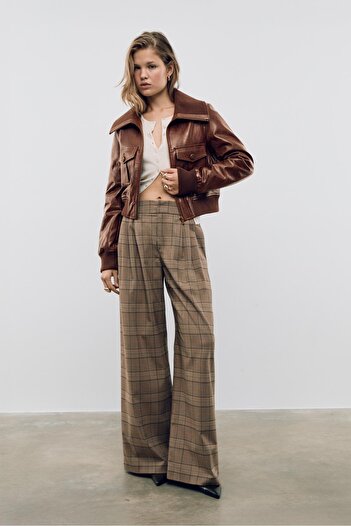 Stradivarius Short leather effect jacket with pockets