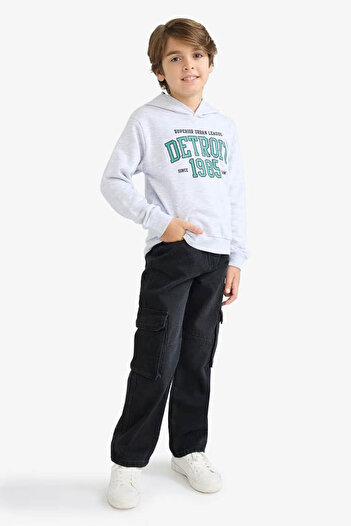 DeFacto Hooded Printed Gray Boy's Sweatshirt F2846A8/Gr400