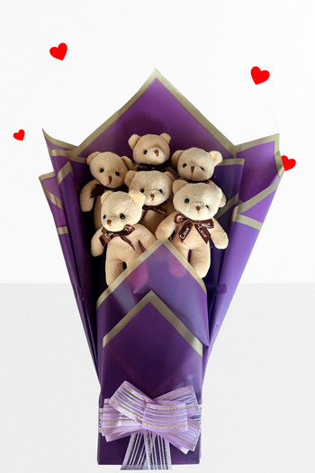 Sole Plush Teddy Bear 90 cm Bear and Purple Plush Teddy Bear Bouquet Gift for Lover Birthday Special Day Set