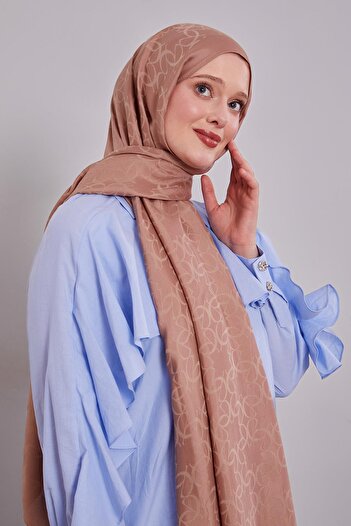 Levidor Salmon Geometric Pattern Grazia Shawl