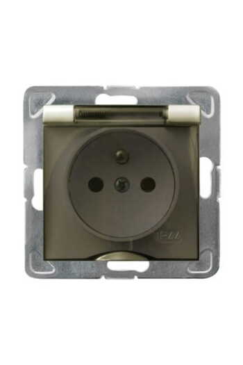 OSPEL Impresja ecru p/t single socket with grounding 2P+Z IP44 smoke flap without frame
