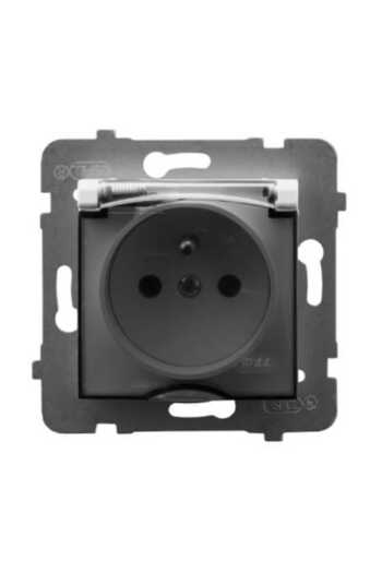 OSPEL Aria white p/t single socket with grounding 2P+Z IP44 smoke flap without frame