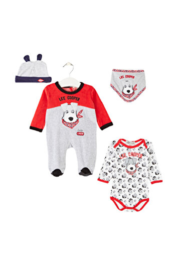 Lee Cooper 4-piece set, jumpsuit and long-sleeved bodysuit, babydoll and hat, red, Lee Cooper