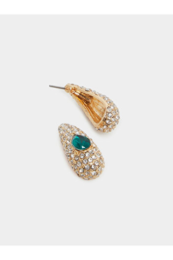 Styli Embellished Green Stone Earrings