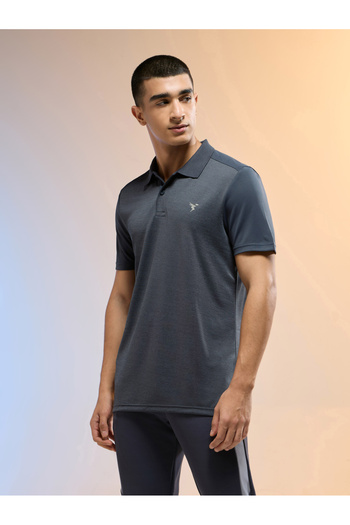 Technosport By Styli Men Grey Slim Fit Melange Polo