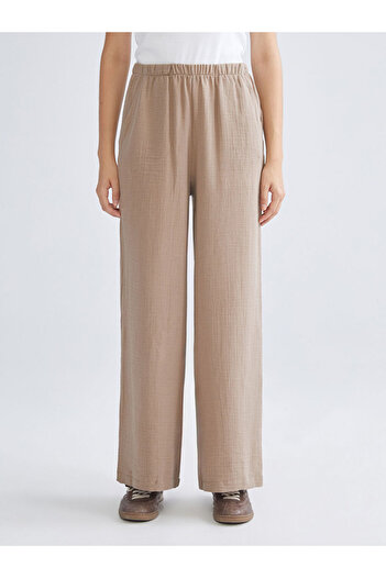 LC Waikiki Elastic Waist Textured Muslin Women's Trousers