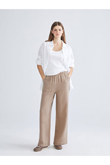 LC Waikiki Elastic Waist Textured Muslin Women's Trousers