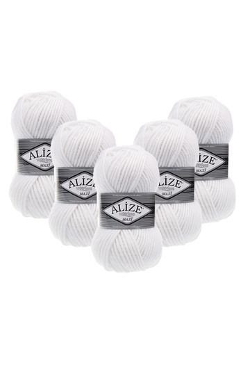 Alize Superlana Maxi 5-Pack – 55 -Thick Knitting Yarn for Winter Sweater Cardigan and Scarf