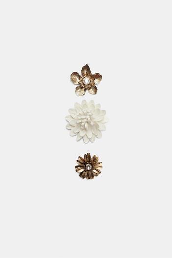 Stradivarius Set of 3 floral hair clips
