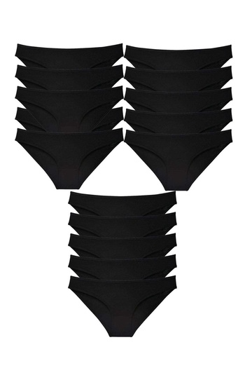 No8 Home 15 Pieces Super Eco Set Lycra Women's Slip Panties Black