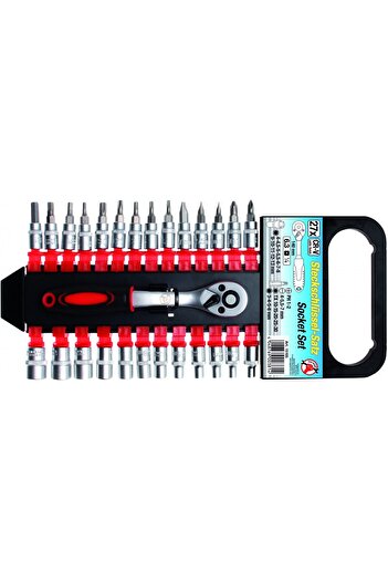 BGS Kraftmann 15105 socket wrench set, drive 6.3 mm (1/4") | 4 - 13 mm, 27 pieces