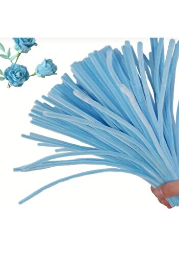 iğne izi 100 buc Chenille, Chenille educațională, Sârmă păroasă, Sârmă de pluș, Chenille de catifea, Material de lucru manual 30 cm albastru bebeluș