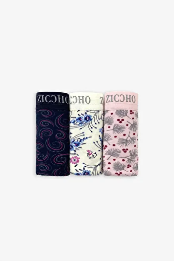 ZICCHO سراويل بيكيني منقوشة من القطن والليكرا مكونة من 3 قطع