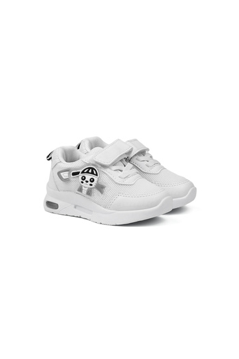 KAJILA Unisex Baby White Lighted Figure Velcro Sneaker Casual Sports Shoes