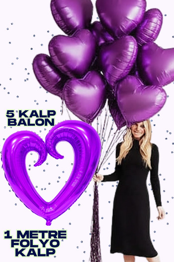 Baloncu Nene Purple Heart Set Big Heart Marriage Proposal Wedding Anniversary Valentine's Day Ornament