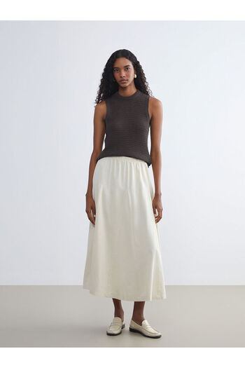 LC Waikiki Flared Jean Skirt with Elastic Waist