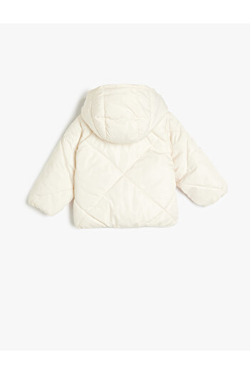 Koton Quilted Hooded Coat with Snap Detail