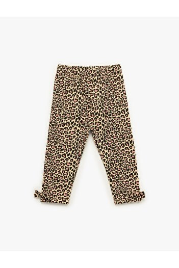 Koton Leopard Patterned Bow Cotton Long Leggings
