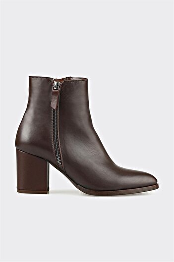 Elle Shoes Kahve Deri Kadın Klasik Bot