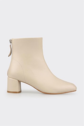 Elle Shoes Ekru Deri Kadın Klasik Bot