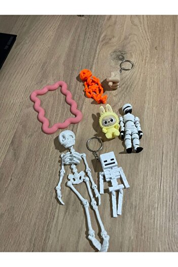 BaBaWoSs Labubu iskelet filexi iskelet Nah İşareti Magnet Çerçeve Minecraft İskelet 7 Adet Anahtarlık