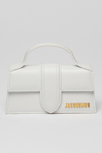 JACQUEMUS - Leather Shoulder Bag with Logo Le Bambino, White