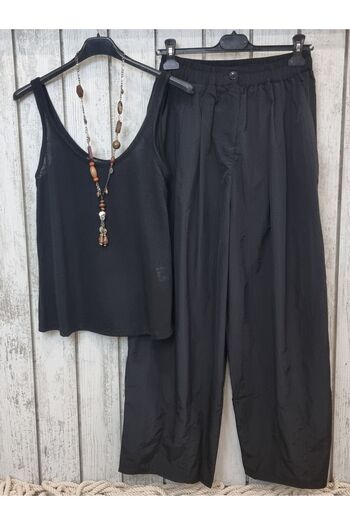 pudubutik Parachute Fabric Loose Trousers Black