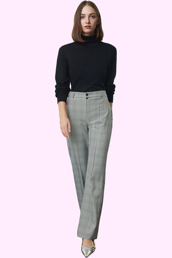 PayBuy Women's Fashion High Waist Plaid Pipe Leg Pants Winter Seasons Elegance Daily Use Modern Design