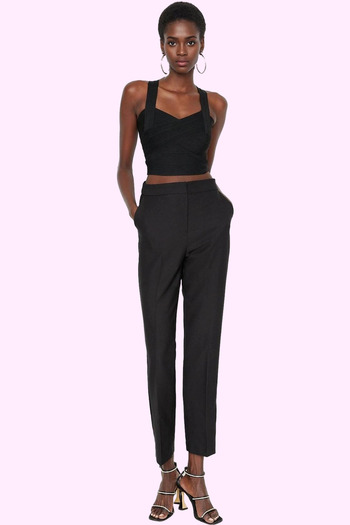 PayBuy Women's Fashion Narrow Leg Woven Pants High Waist Cigarette Shape Stylish Night Summer
