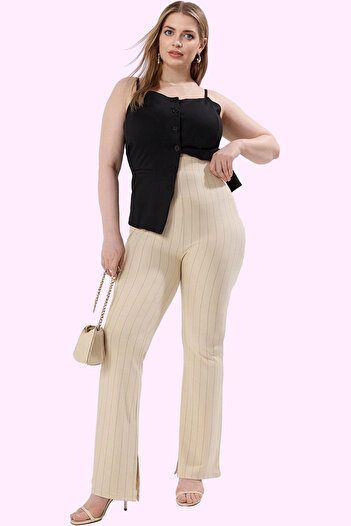 PayBuy Women's Fashion Plus Size Spanish Leg Striped Knitted Leggings Pants Casual Combinations Modern Design