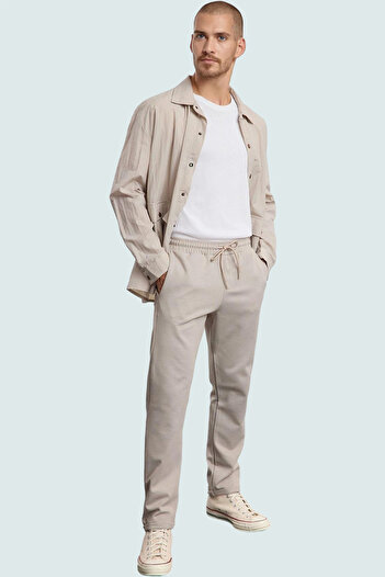 PayBuy Men's Fashion Regular Fit Casual Elastic Waist Double Leg Trousers Woven Fabric Daily Use