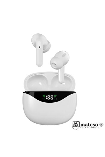 matcso by CSM 4U PRODUCTS® Wireless Bluetooth 5.3 Headphones, Noise Cancelling, Wireless, Digital Display, White