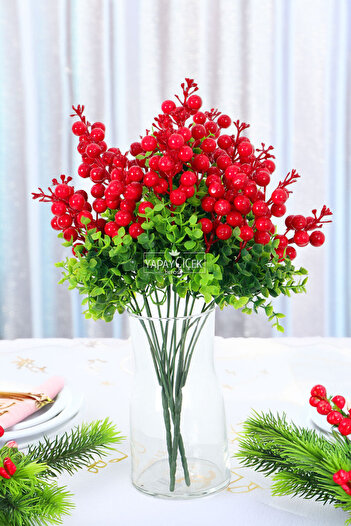Yapay Çiçek Deposu Artificial Cone Kokina Bunch New Year Flower 35 cm 5 Branches