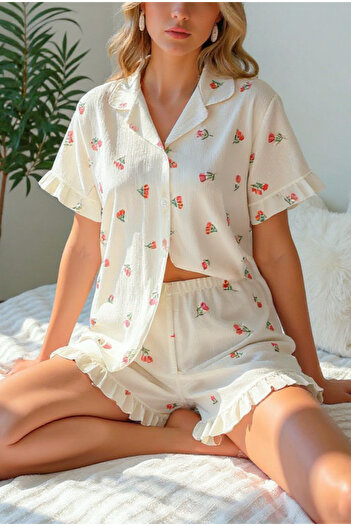 BELLA NOTTE Frilly Floral Printed Pajamas Set