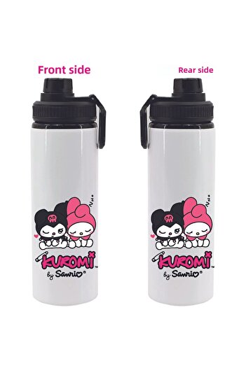 DKDZ SHOP Kuromiii Printed Metal Water Bottle Black 850ml.-032