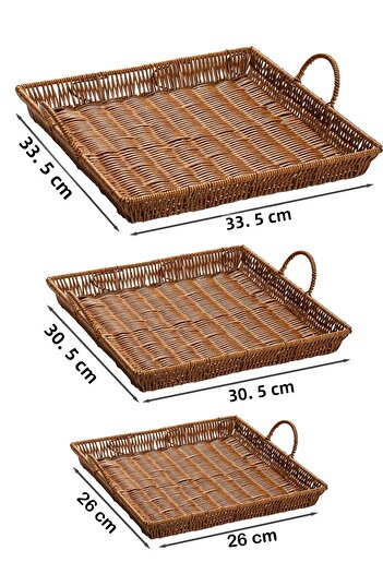 Porsima 709-C Square 3-Piece Wicker Basket Set - Home, Bathroom, and Kitchen Organizer